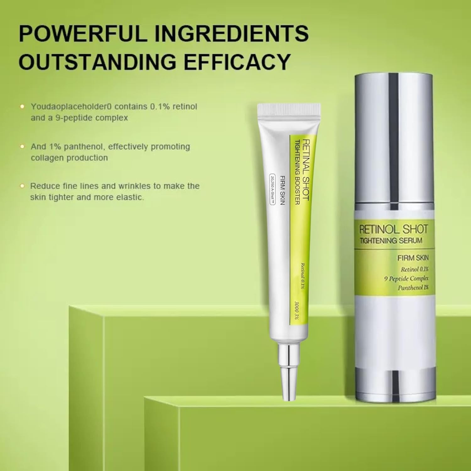 Retinol Skin Booster Serum 30ml & Retinal Shot Tightening Booster 15ml,Skincare Booster Duo with Peptides,Vita A Tightening Anti-aging Serum,Tightening