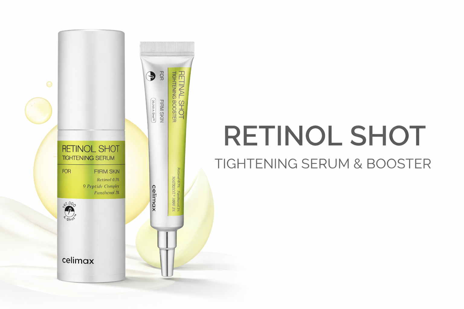 Retinol Skin Booster Serum 30ml & Retinal Shot Tightening Booster 15ml,Skincare Booster Duo with Peptides,Vita A Tightening Anti-aging Serum,Tightening